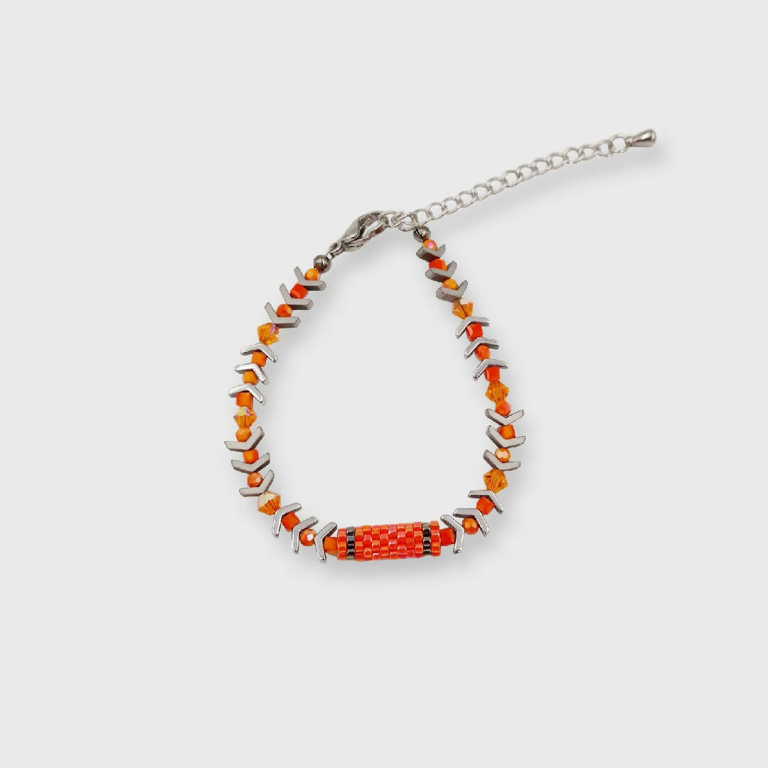 Bracelet collection Pagode orange et argenté | EMPREINTES Paris