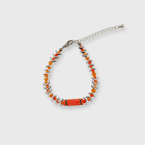 Bracelet collection Pagode orange et argenté | EMPREINTES Paris - EMPREINTES Paris