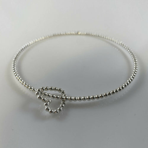 Bracelet Jonc et breloque Cœur en argent massif - Collection Amour | EMPREINTES Paris - EMPREINTES Paris