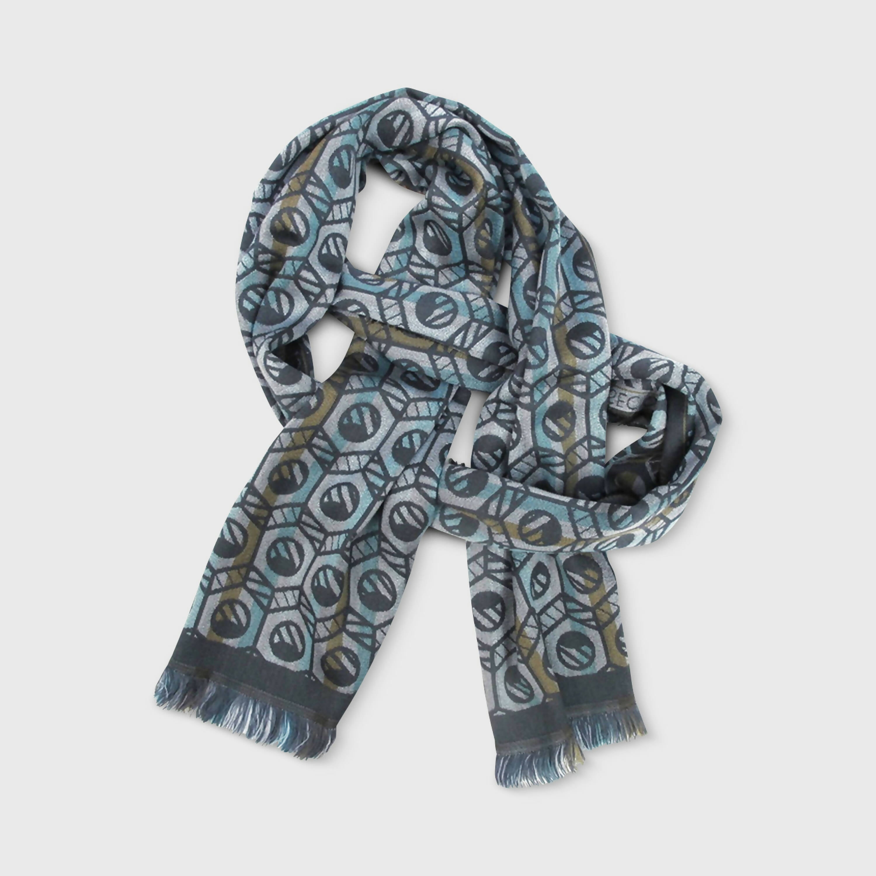 Écharpe Étroite Laine Soie multico Acier Ecrous | EMPREINTES Paris