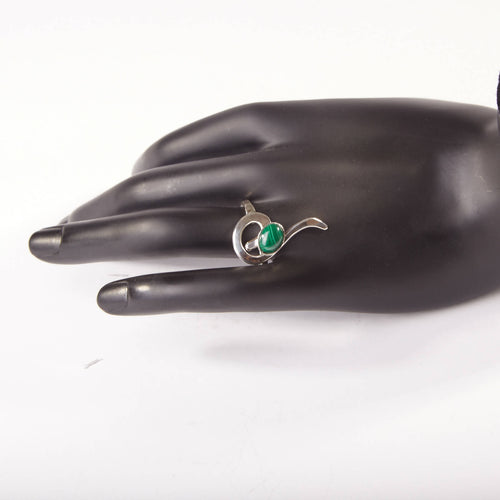 Bague LIZAE en argent avec une malachite. | EMPREINTES Paris - EMPREINTES Paris