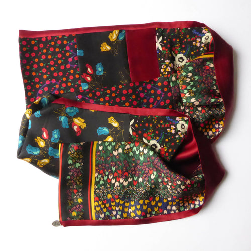 Écharpe soie floral rouge et noir | EMPREINTES Paris - EMPREINTES Paris