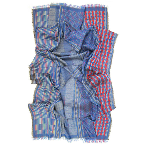 Écharpe maxi Coton Soie Multico Bleu MACRO MICRO | EMPREINTES Paris - EMPREINTES Paris