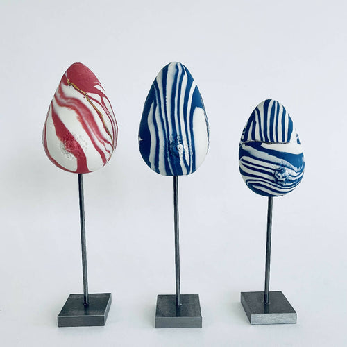 Sculpture sein porcelaine blanche et bleue + liserés argent | EMPREINTES Paris - EMPREINTES Paris