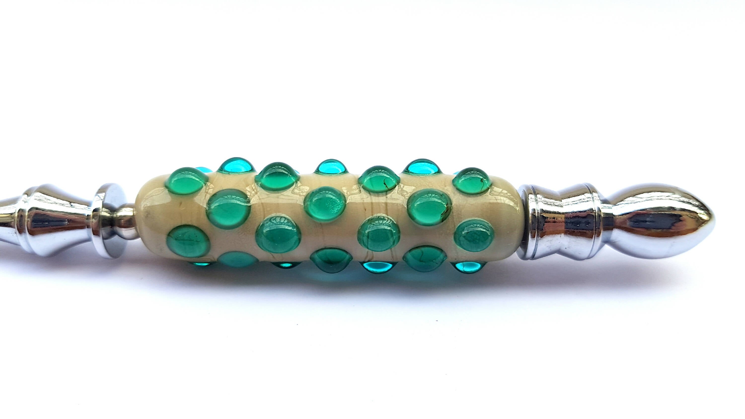 Coupe-Papier en verre filé au chalumeau Ivoire ancien, Vert aigue-marine | EMPREINTES Paris