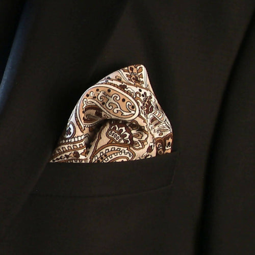 Pochette soie homme, cachemire - carreaux beige | EMPREINTES Paris - EMPREINTES Paris