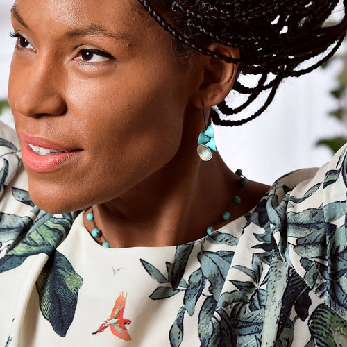 Boucles d'oreilles Nénuphar turquoise et or | EMPREINTES Paris - EMPREINTES Paris