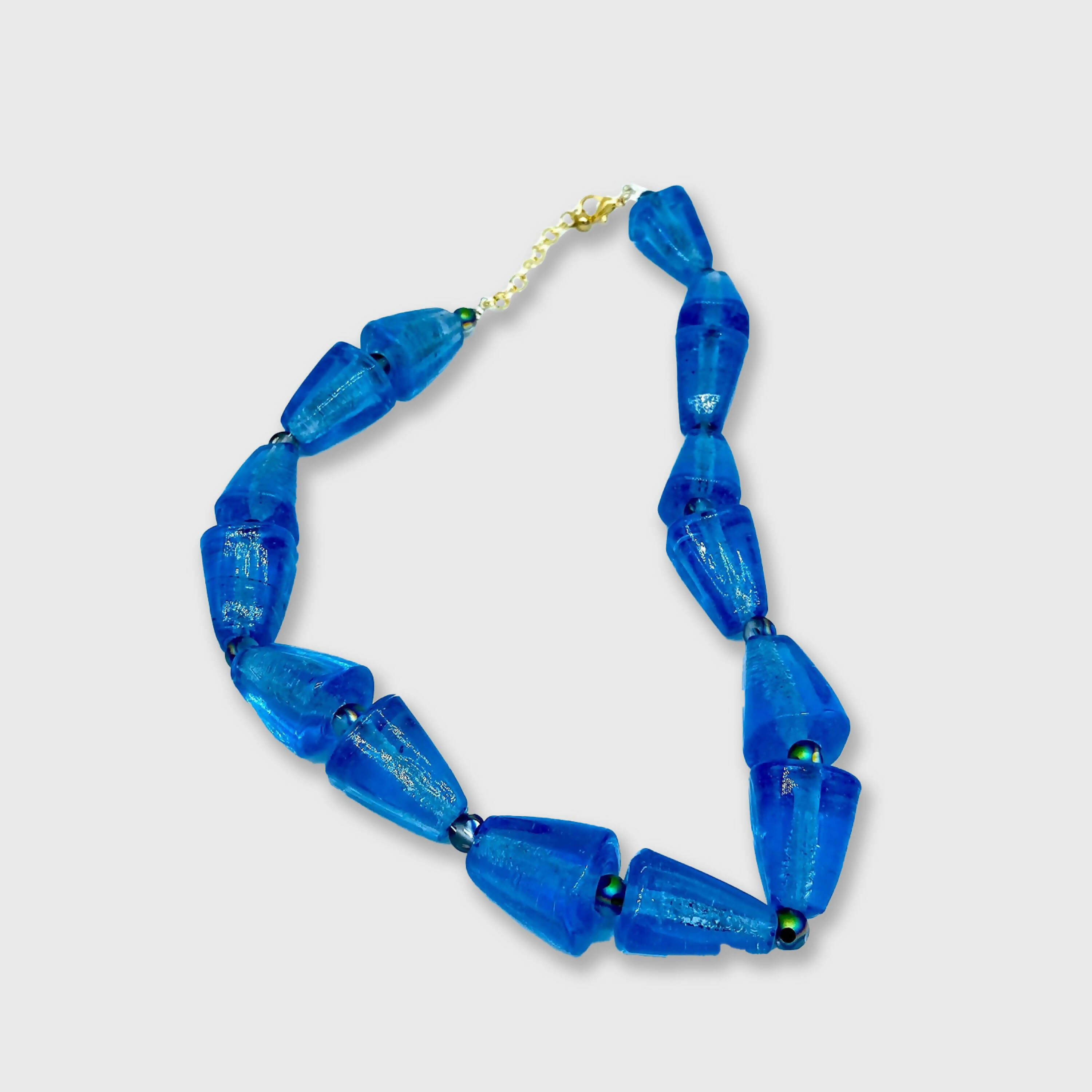Collier bleu verre recyclé | EMPREINTES Paris | EMPREINTES Paris