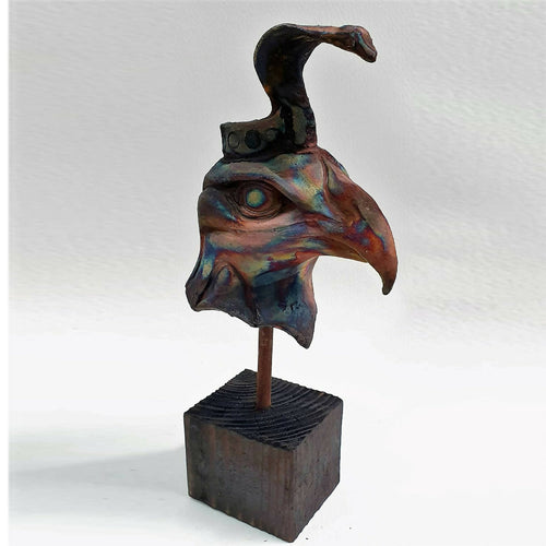 Sculpture Horus dieu Egyptien en raku cuivre mat | EMPREINTES Paris - EMPREINTES Paris