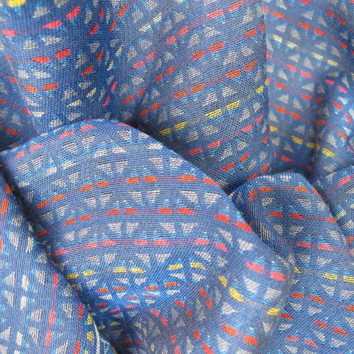 Écharpe étroite Coton Soie Bleu Multico tesselles | EMPREINTES Paris - EMPREINTES Paris