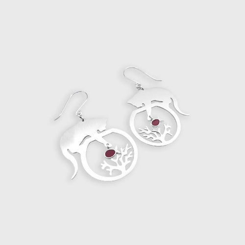 Boucles d'oreilles chat/corail et poissons rouges | EMPREINTES Paris - EMPREINTES Paris