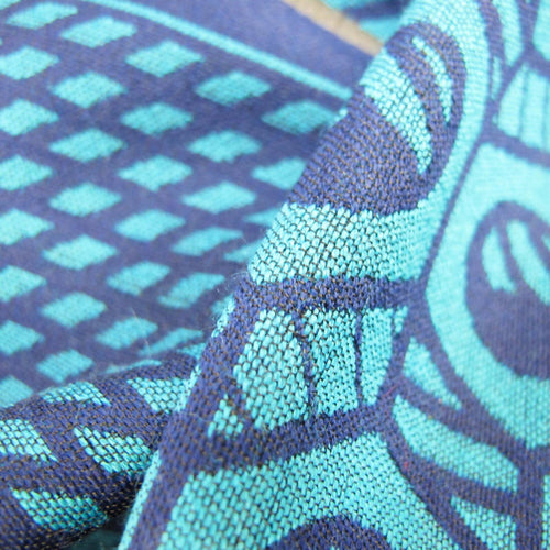 Écharpe midi laine soie encre bleu écrous grilles | EMPREINTES Paris - EMPREINTES Paris