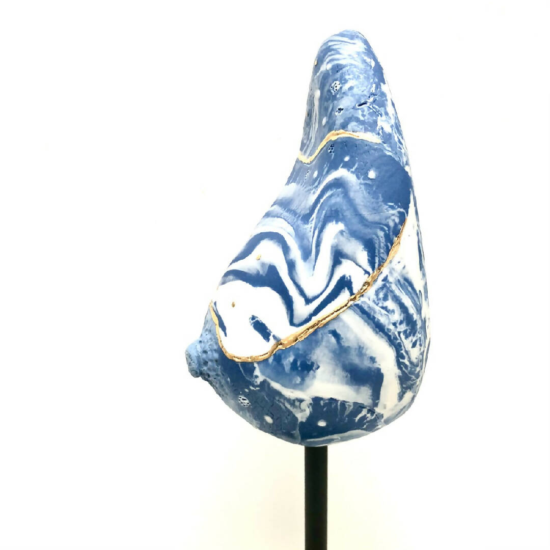 Sculpture sein porcelaine blanche et bleue + liserés Or | EMPREINTES Paris | EMPREINTES Paris