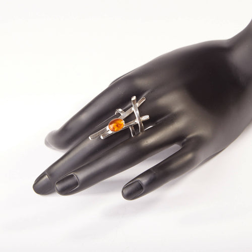 Bague LA BELLE PARISIENNE en argent avec une ambre. | EMPREINTES Paris - EMPREINTES Paris