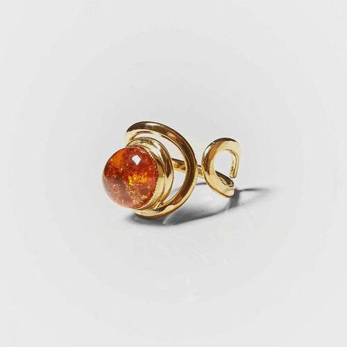 Bague VOLUPTIA plaqué or avec une ambre. | EMPREINTES Paris - EMPREINTES Paris