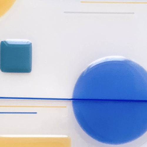 Applique rectangulaire - Rond bleu, ondulation blanche | EMPREINTES Paris - EMPREINTES Paris