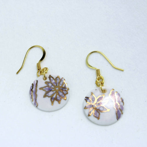 Boucles d'oreilles rondes en porcelaine motif floral | EMPREINTES Paris - EMPREINTES Paris