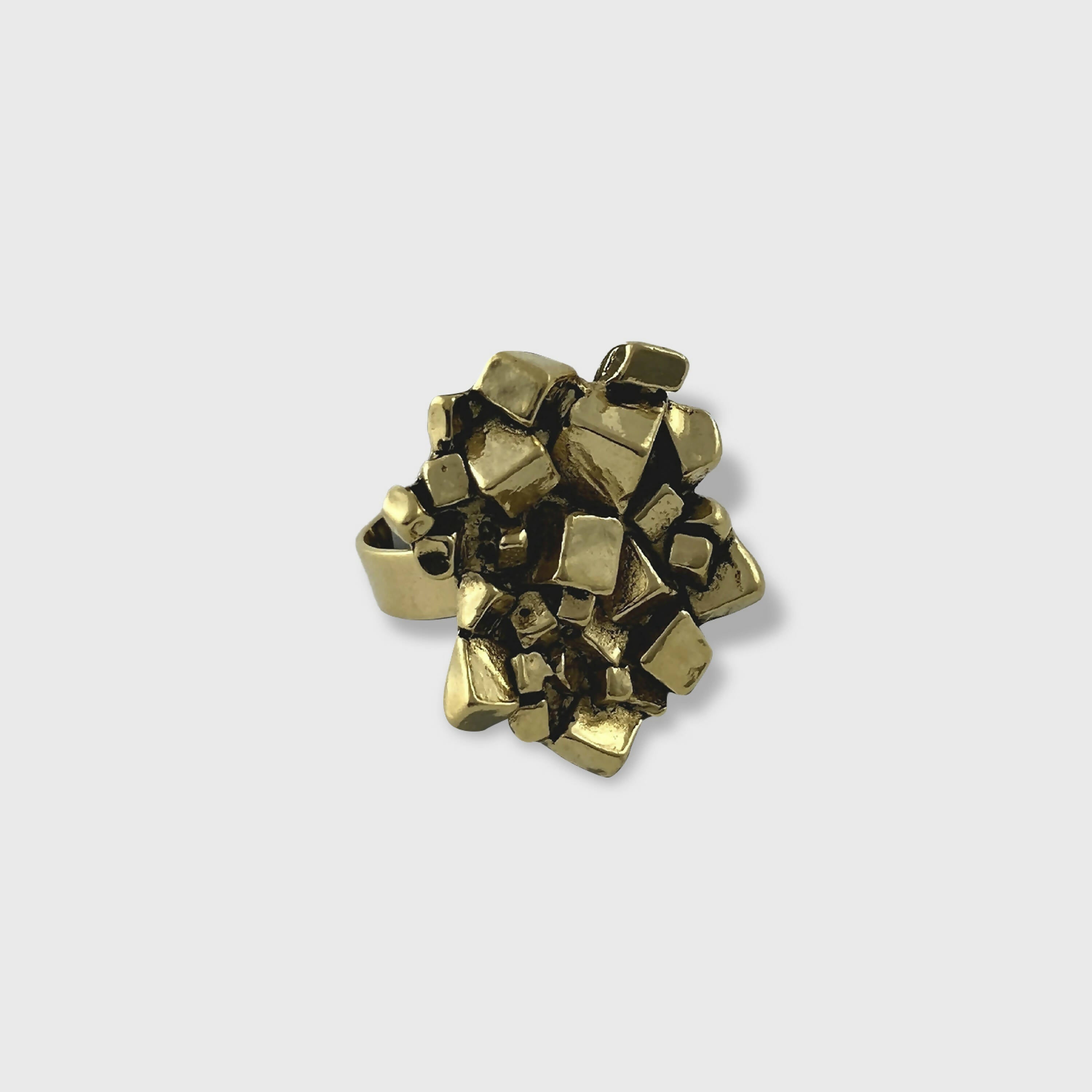 Bague réglable en étain dorée 3 | EMPREINTES Paris