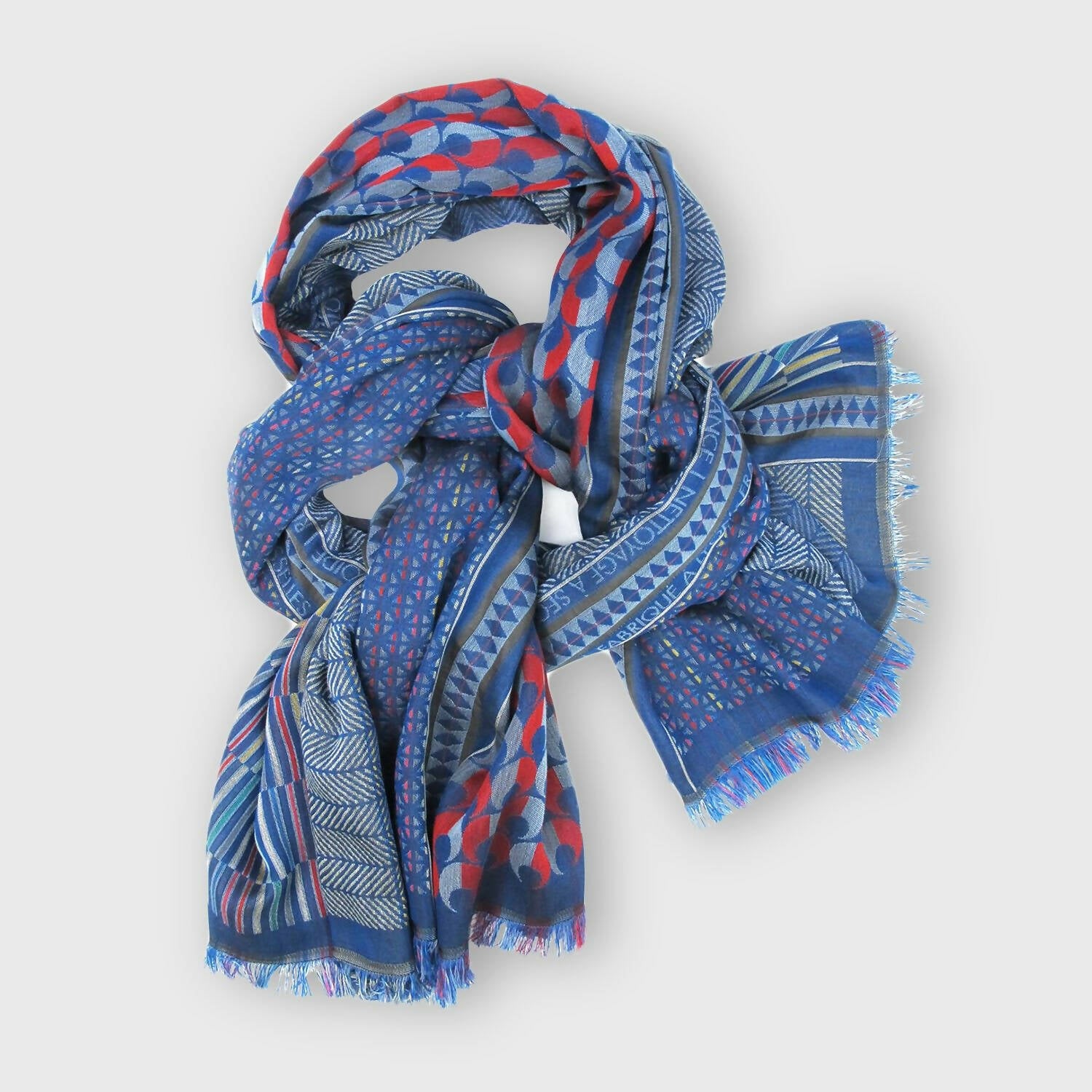 Écharpe maxi Coton Soie Multico Bleu MACRO MICRO | EMPREINTES Paris