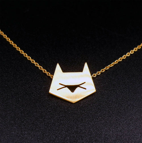 Collier chat graphique doré | EMPREINTES Paris - EMPREINTES Paris