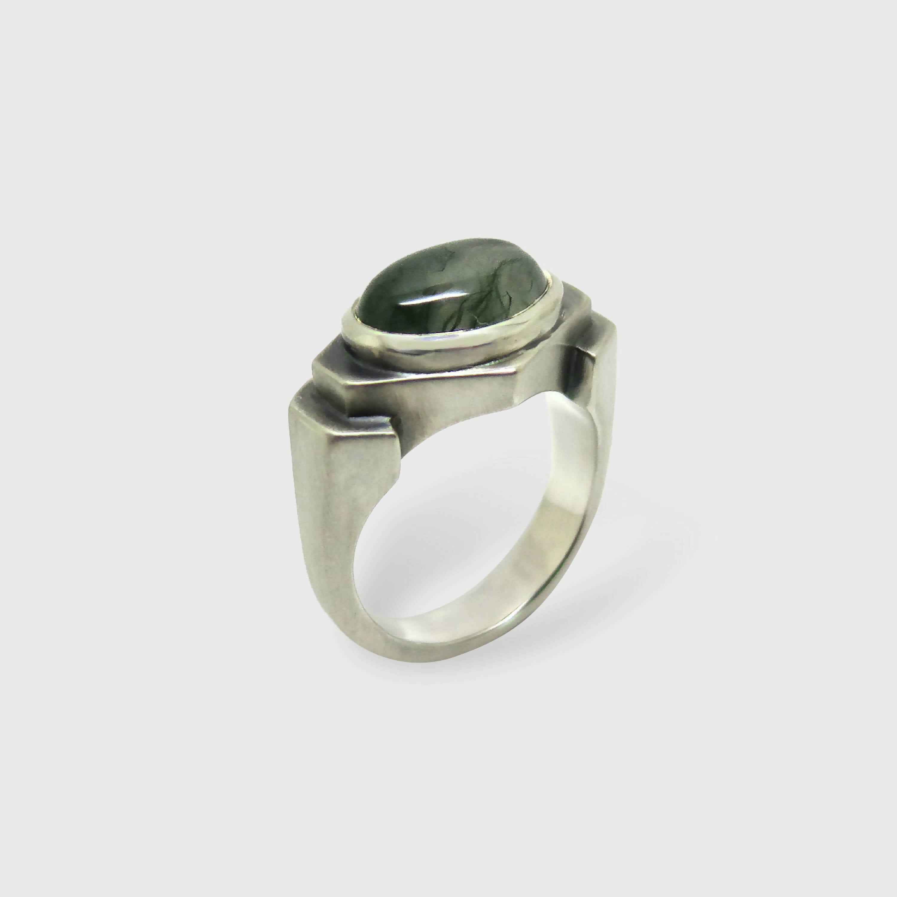 Chevalière architecturale Agate Mousse | EMPREINTES Paris