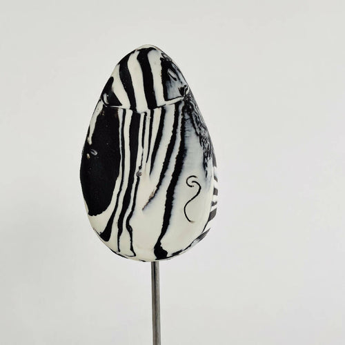 Sculpture sein porcelaine noire et blanche et liserés argent | EMPREINTES Paris - EMPREINTES Paris