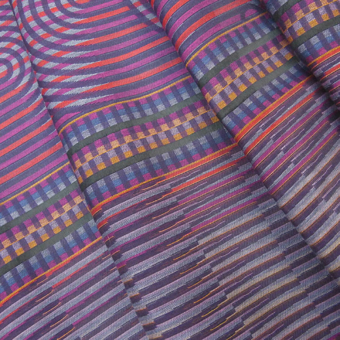 Écharpe midi coton soie multico violet sismique zigzig | EMPREINTES Paris | EMPREINTES Paris