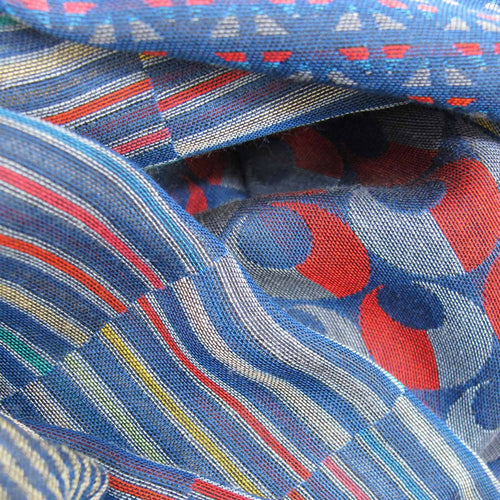 Écharpe maxi Coton Soie Multico Bleu MACRO MICRO | EMPREINTES Paris - EMPREINTES Paris