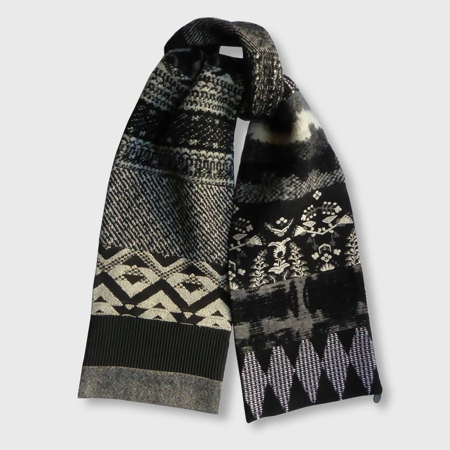 Écharpe hivernale homme- noir ecru | EMPREINTES Paris