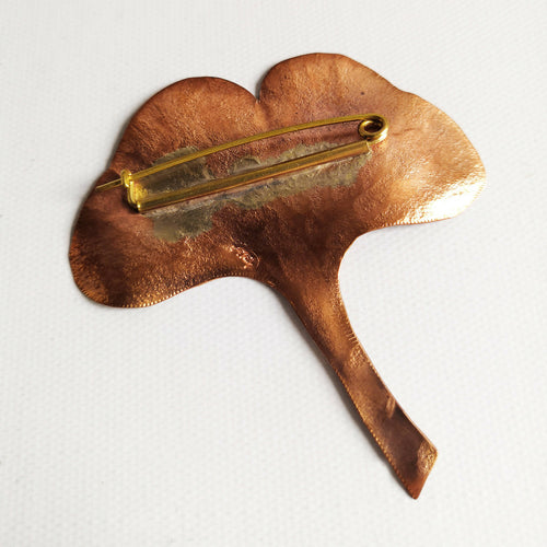 Broche Ginkgo Biloba en cuivre martelé | EMPREINTES Paris - EMPREINTES Paris
