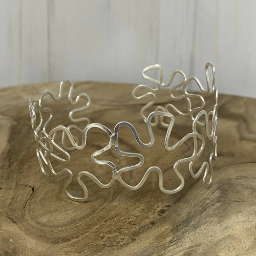 Manchette en argent massif - Design Fleurs stylisées - Collection Floralies | EMPREINTES Paris - EMPREINTES Paris