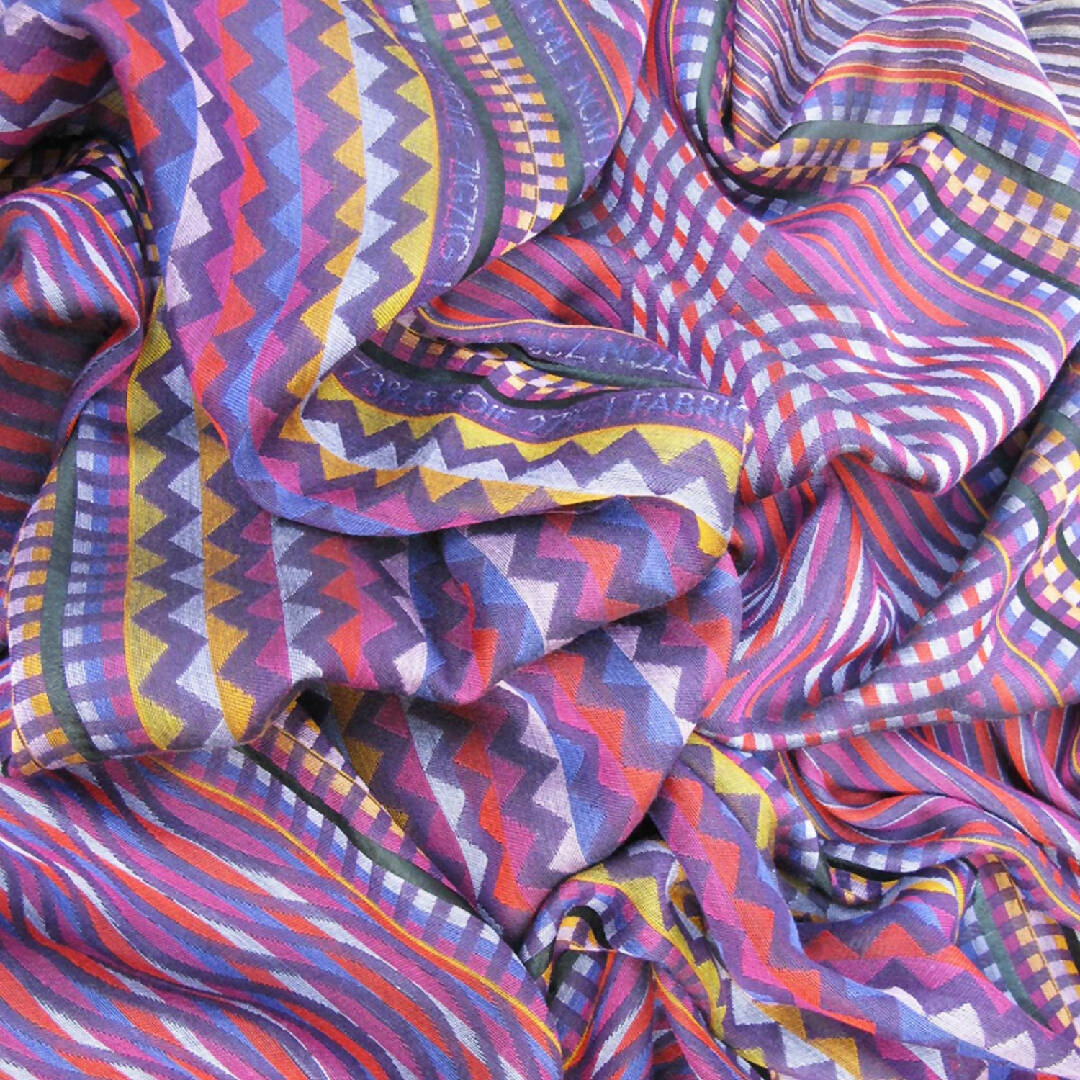 Écharpe Maxi Coton Soie Multico Violet CINÉTIQUE | EMPREINTES Paris