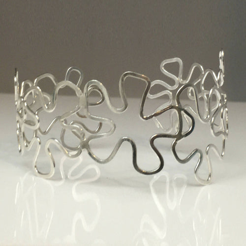 Manchette en argent massif - Design Fleurs stylisées - Collection Floralies | EMPREINTES Paris - EMPREINTES Paris