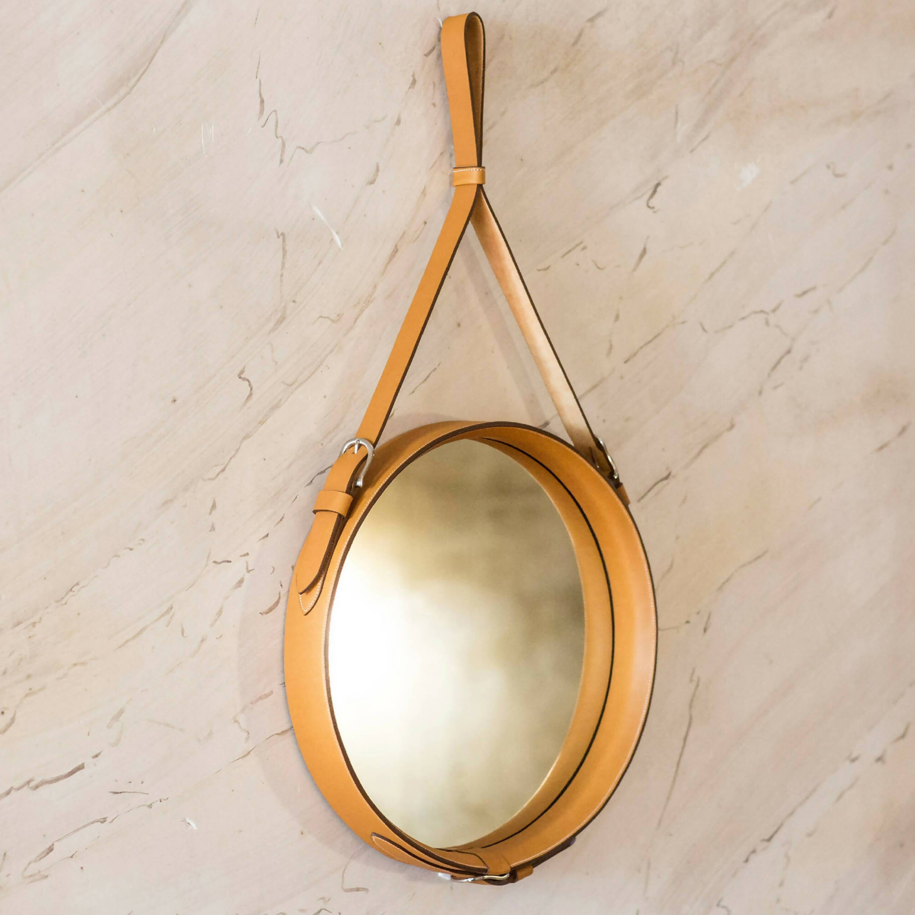 Miroir Alek cuir marron clair | EMPREINTES Paris