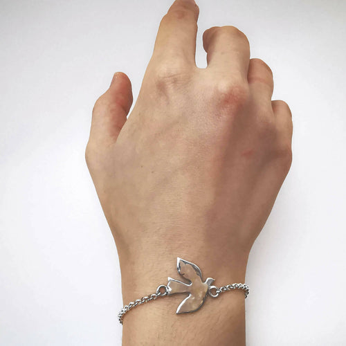 Bracelet Colombe avec chaîne jaseron argent massif | EMPREINTES Paris - EMPREINTES Paris
