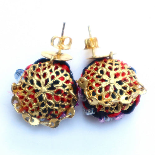 Boucles d'oreilles Kabuki Rouge/Noir | EMPREINTES Paris - EMPREINTES Paris