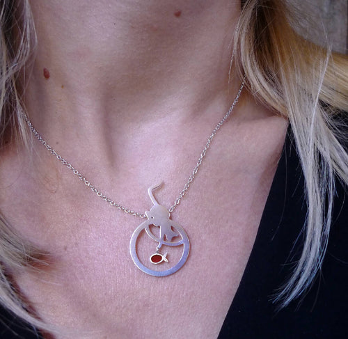 Collier chat et poisson rouge petit modèle | EMPREINTES Paris - EMPREINTES Paris