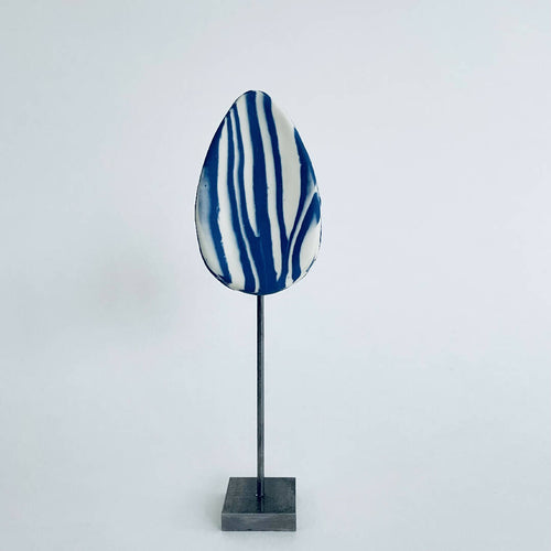 Sculpture sein porcelaine blanche et bleue + liserés argent | EMPREINTES Paris - EMPREINTES Paris