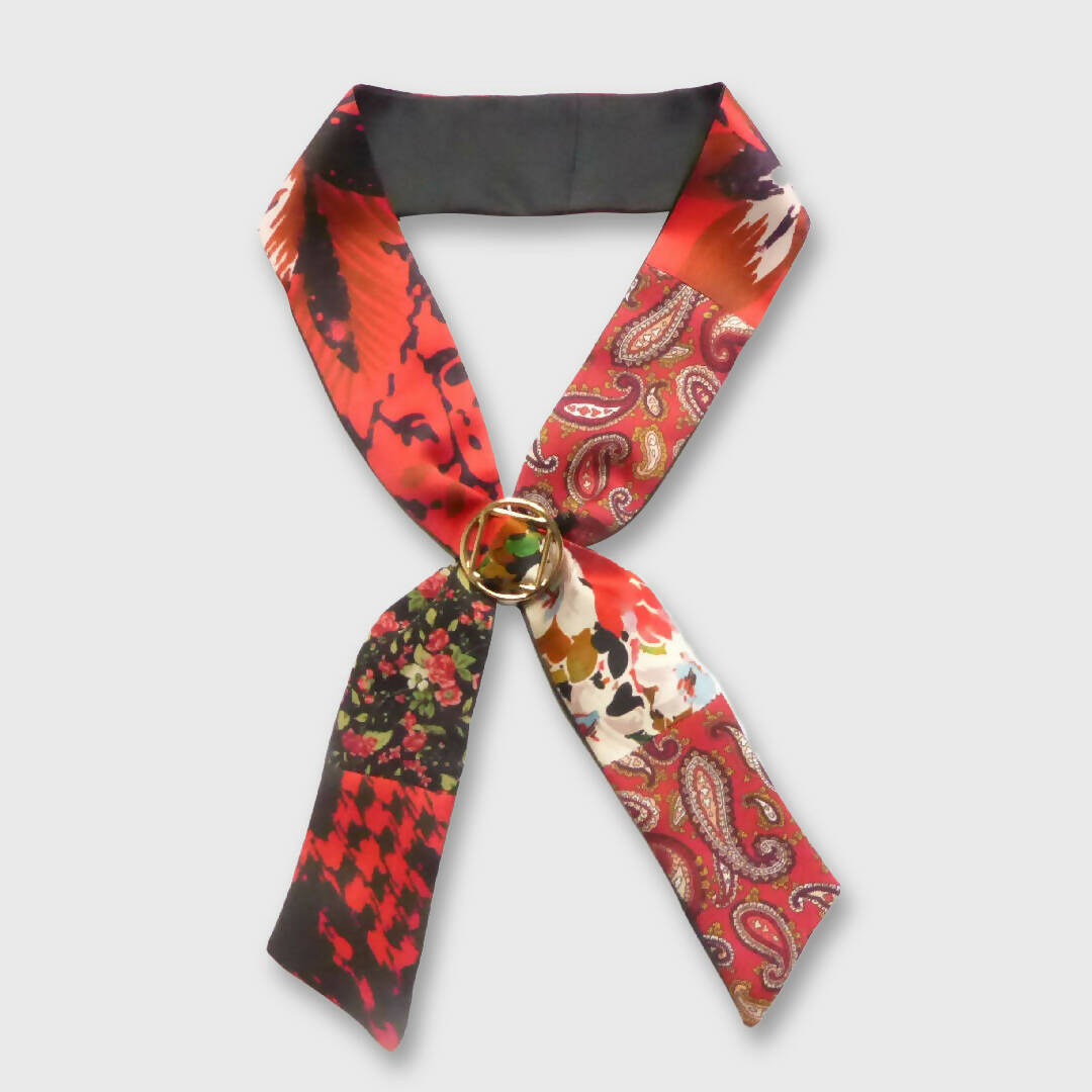 Bandeau bijou soie, rouge mix print | EMPREINTES Paris