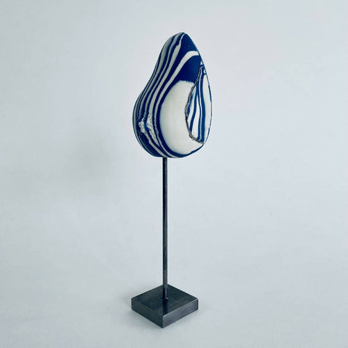 Sculpture sein porcelaine blanche et bleue + liserés argent | EMPREINTES Paris - EMPREINTES Paris