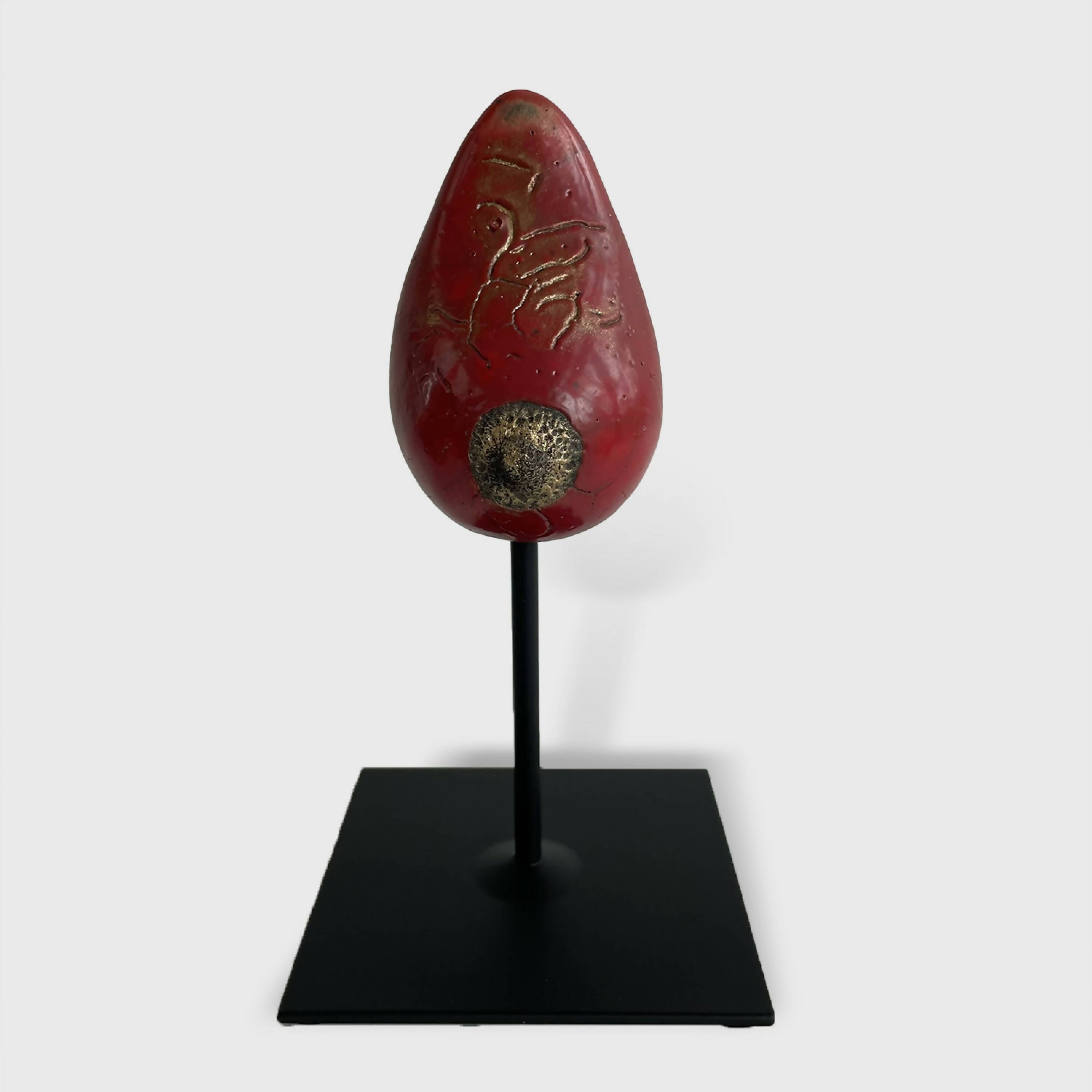 Sculpture sein Raku émail rouge | EMPREINTES Paris