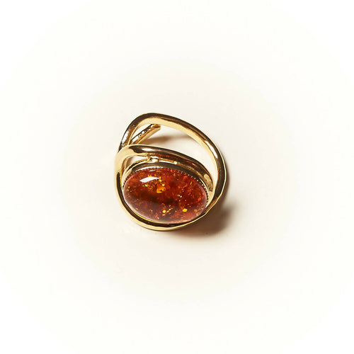 Bague VOLUPTIA plaqué or avec une ambre. | EMPREINTES Paris - EMPREINTES Paris
