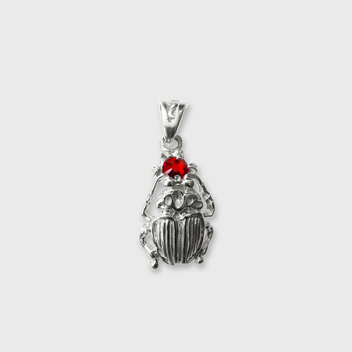 Pendentif argent scarabée cristal d'Azri rouge | EMPREINTES Paris - EMPREINTES Paris