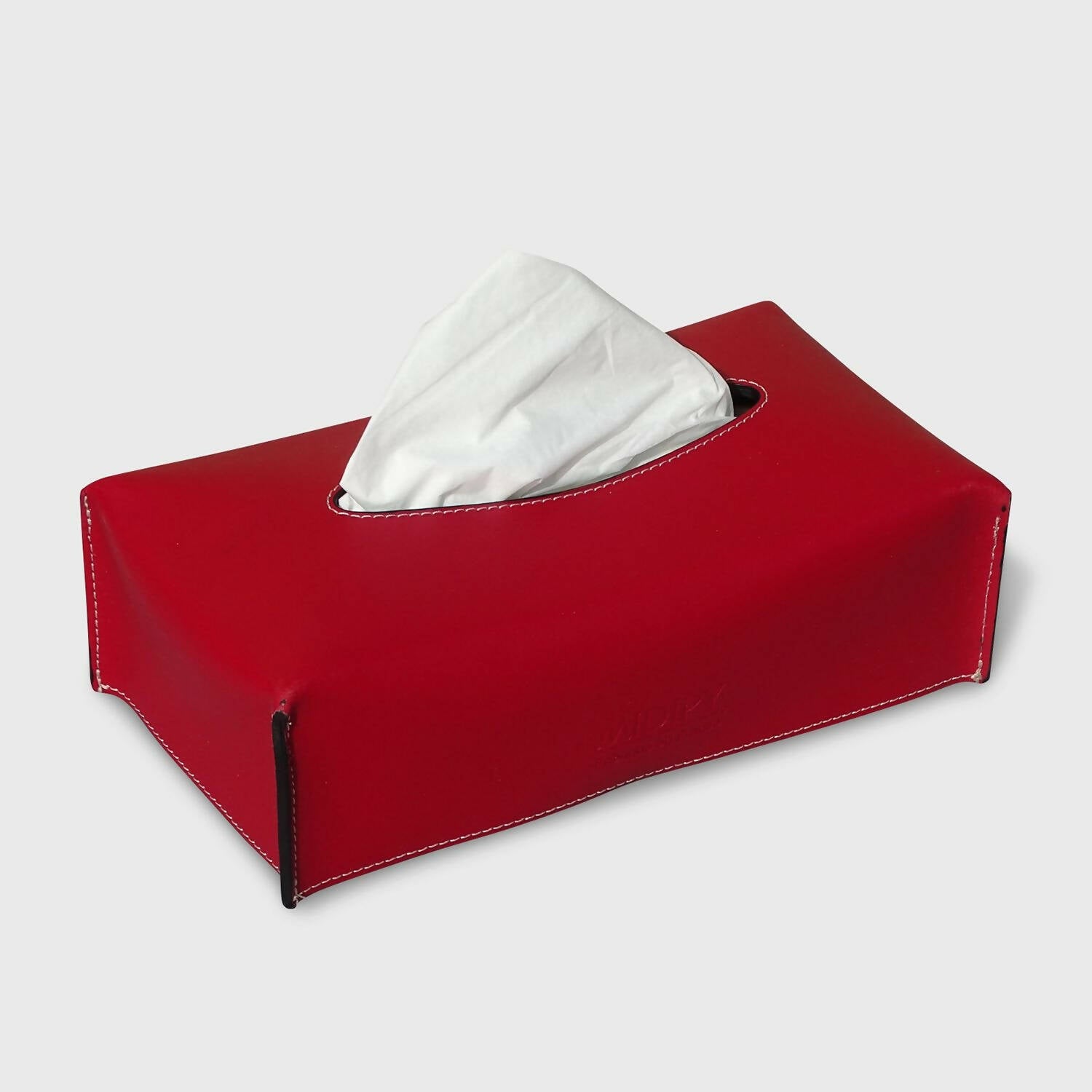 Boîte à mouchoirs Allos cuir Carmin | EMPREINTES Paris