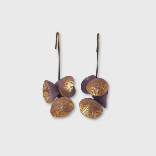 Boucles d'oreilles Nénuphar lilas et or | EMPREINTES Paris - EMPREINTES Paris