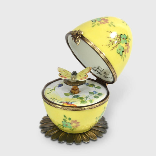 Boite musicale oeuf jaune floral clé papillon jaune | EMPREINTES Paris - EMPREINTES Paris