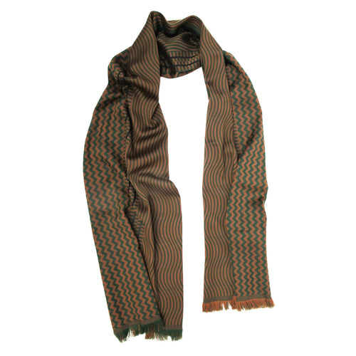 Écharpe midi laine soie sismique zigzig daim vert | EMPREINTES Paris - EMPREINTES Paris