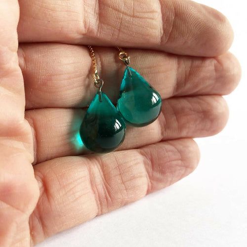 Boucles d'oreilles perles de pluie vert emeraude | EMPREINTES Paris - EMPREINTES Paris