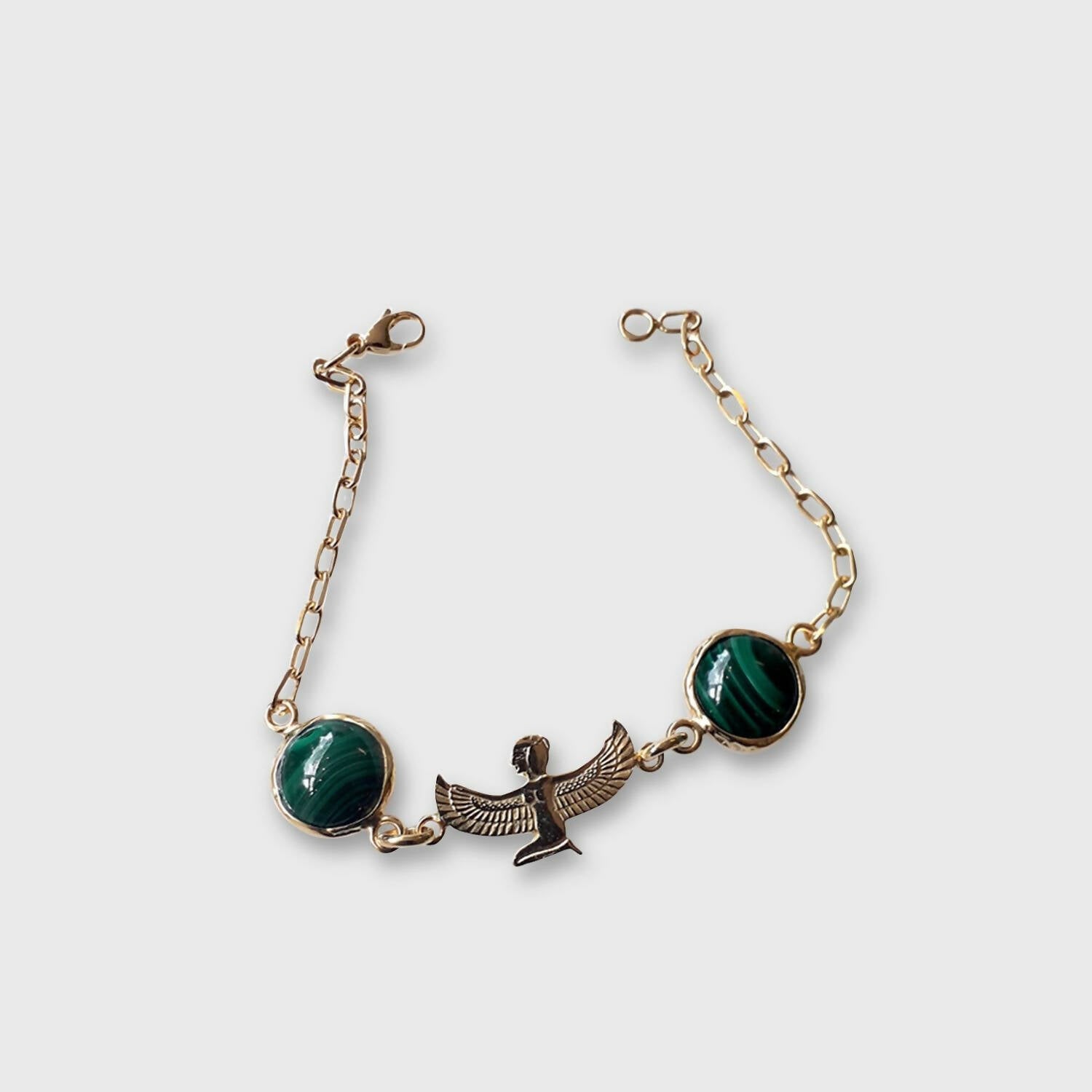 Bracelet Chaine Malachite & Isis Méditation plaqué or | EMPREINTES Paris