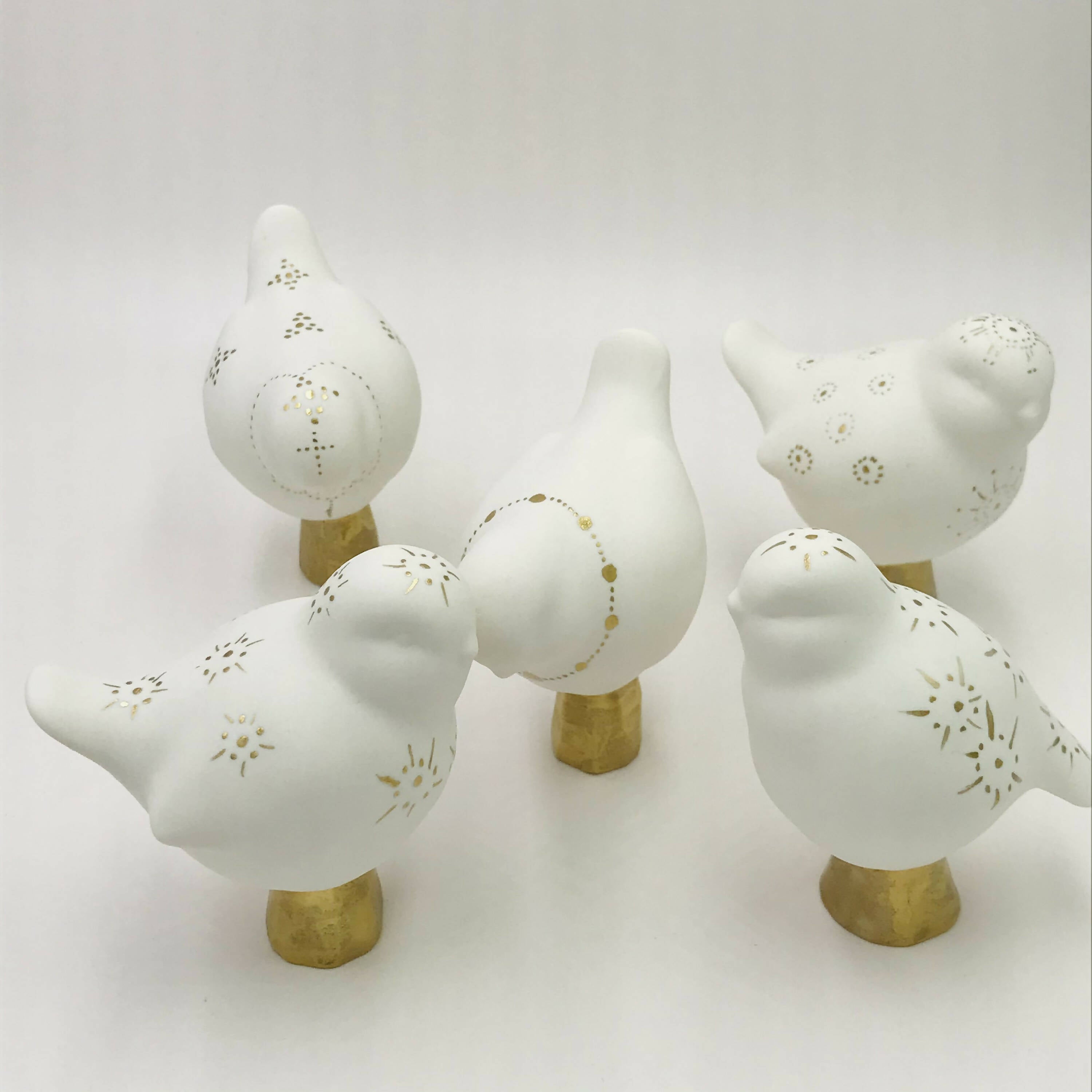 Oiseau porcelaine et Or - Motif petits pois/ Etoiles | EMPREINTES Paris | EMPREINTES Paris